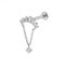 G23 Titanium Baguette Arc Chain Drop Threadless Flatback Stud