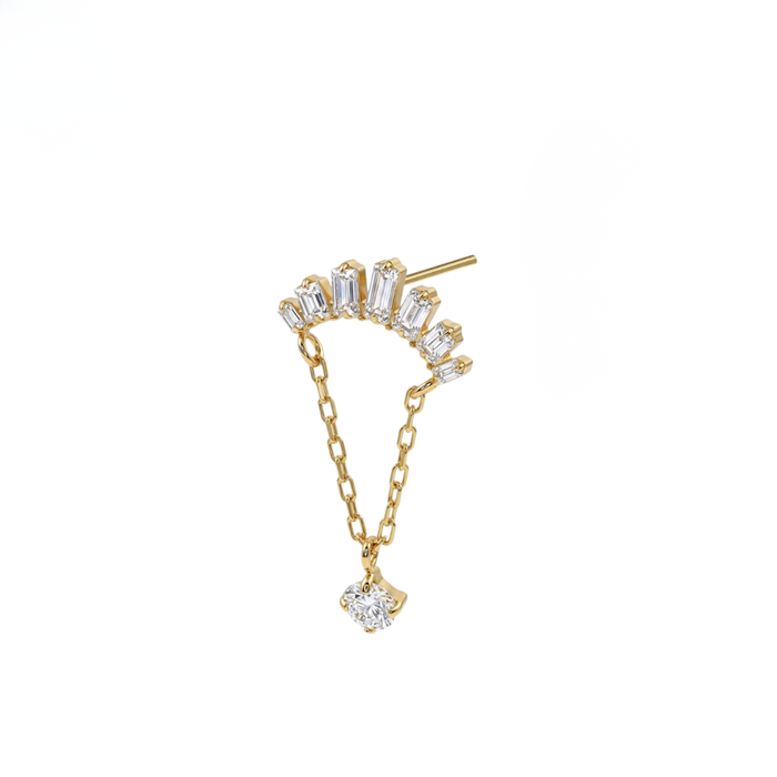G23 Titanium Baguette Arc Chain Drop Threadless Labret Accessory Top