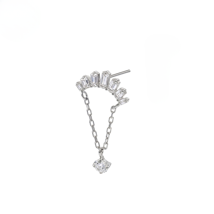 G23 Titanium Baguette Arc Chain Drop Threadless Labret Accessory Top