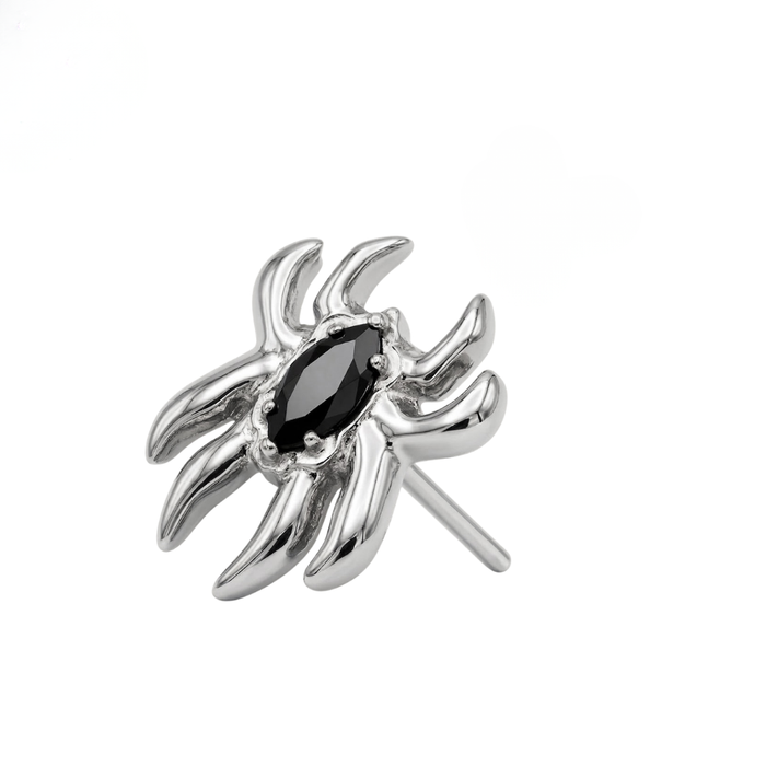 G23 Titanium Spider Black CZ Threadless Labret Accessory Top