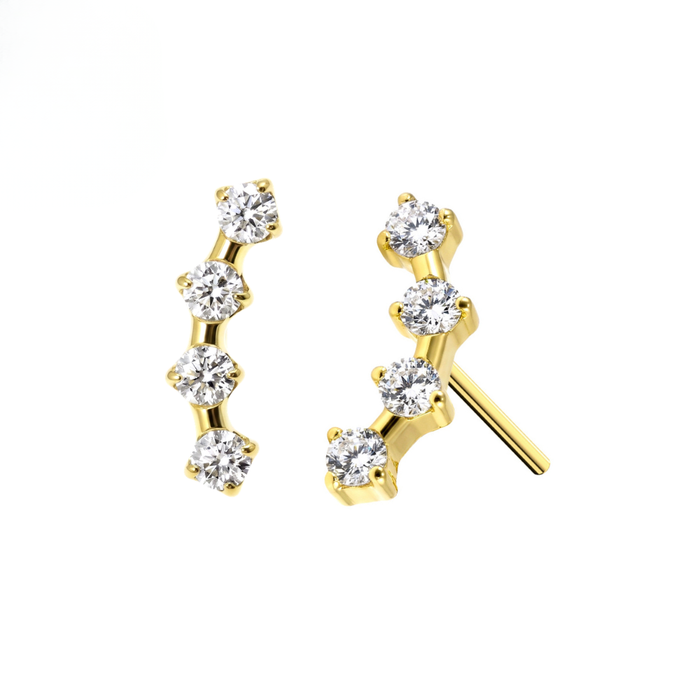 G23 Titanium Four CZ Cluster Threadless Labret Accessory Top