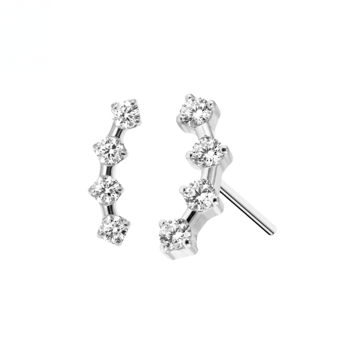 G23 Titanium Four CZ Cluster Threadless Labret Accessory Top