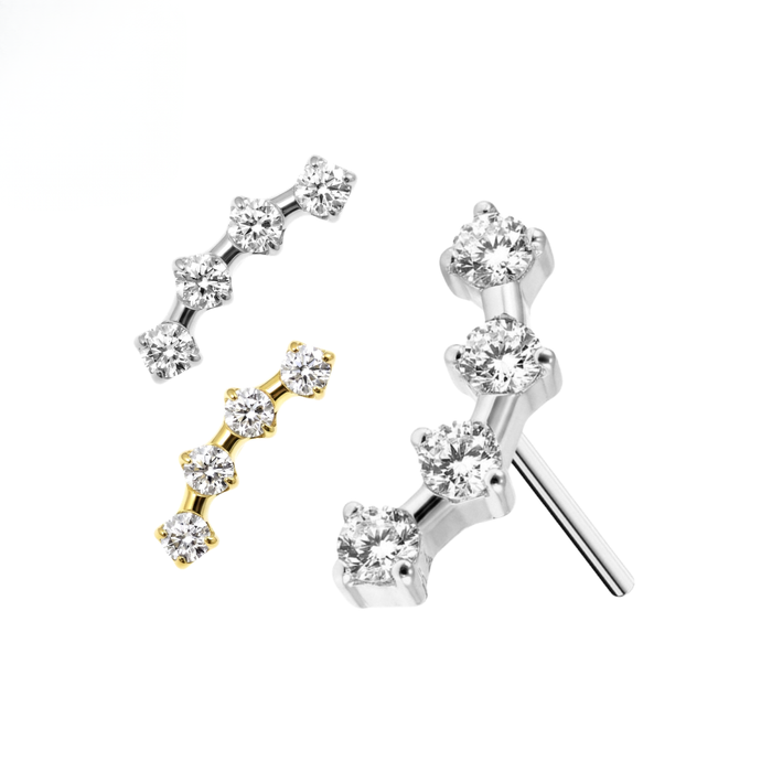 G23 Titanium Four CZ Cluster Threadless Labret Accessory Top