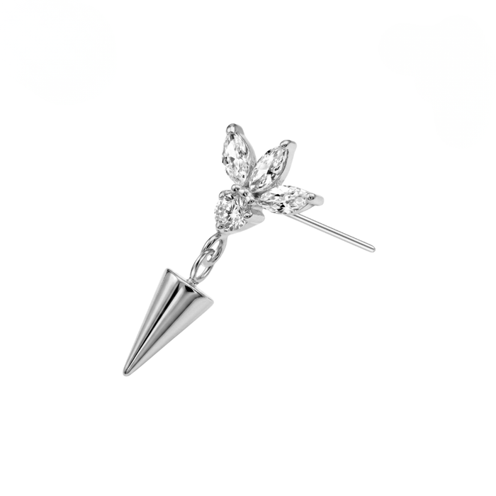 G23 Titanium Marquise Flower Spike Dangling Threadless Labret Accessory Top
