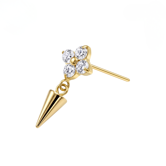 G23 Titanium Flower CZ Spike Dangling Threadless Labret Accessory Top