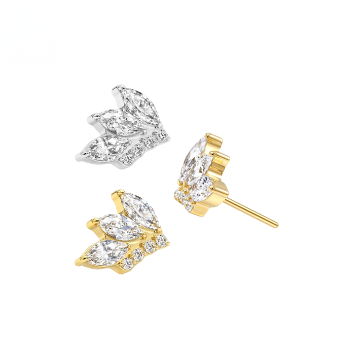 G23 Titanium Marquise CZ Butterfly Threadless Labret Accessory Top
