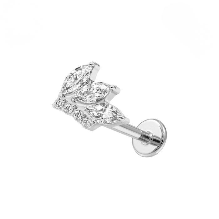G23 Titanium Marquise CZ Butterfly Threadless Flatback Stud