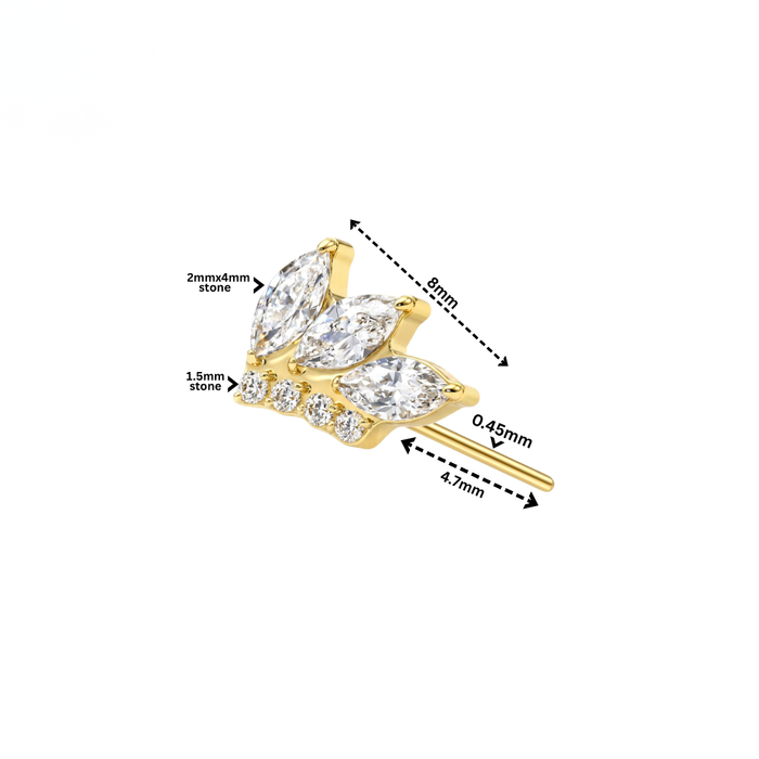 G23 Titanium Marquise CZ Butterfly Threadless Labret Accessory Top