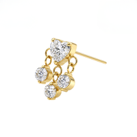 G23 Titanium Heart CZ Triple Drop Threadless Labret Accessory Top