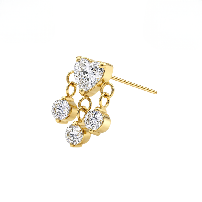 G23 Titanium Heart CZ Triple Drop Threadless Labret Accessory Top
