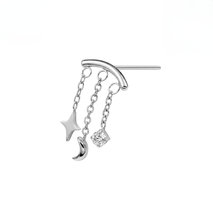 G23 Titanium Celestial Charm Chain Dangling Threadless Labret Accessory Top