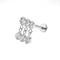 G23 Titanium Triple CZ Chain Drop Threadless Flatback Stud