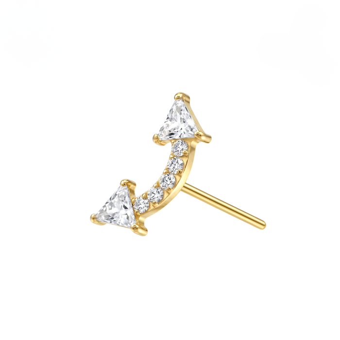 G23 Titanium CZ Jewelled Double Arrow Threadless Labret Accessory Top