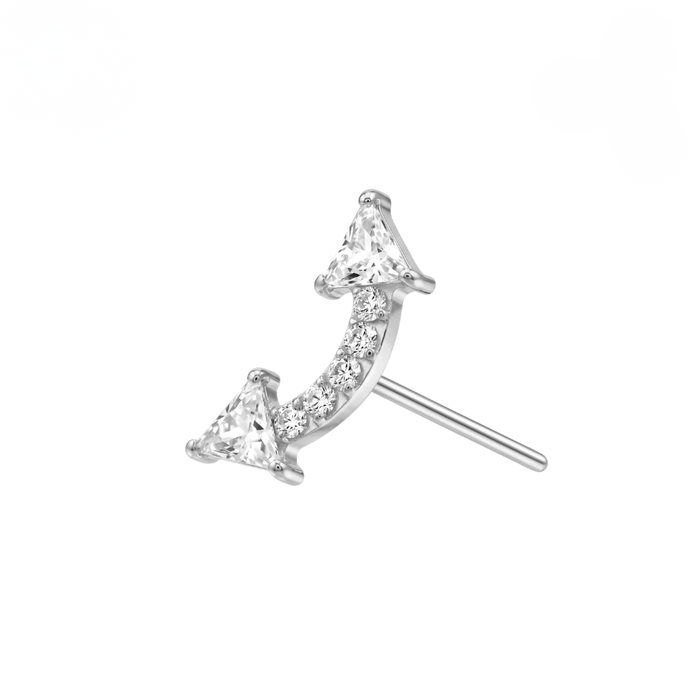 G23 Titanium CZ Jewelled Double Arrow Threadless Labret Accessory Top