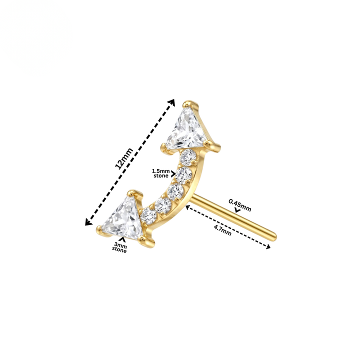 G23 Titanium CZ Jewelled Double Arrow Threadless Labret Accessory Top
