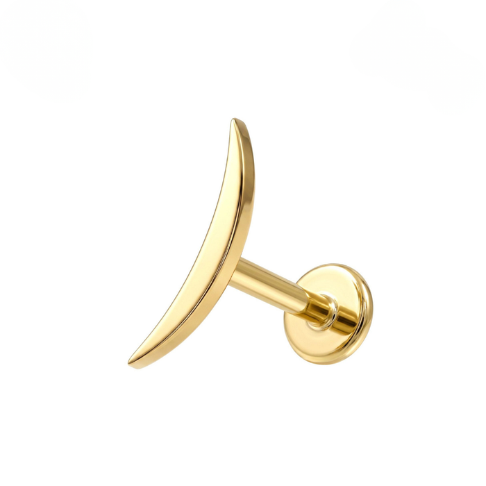 G23 Titanium Crescent Moon Threadless Flatback Stud