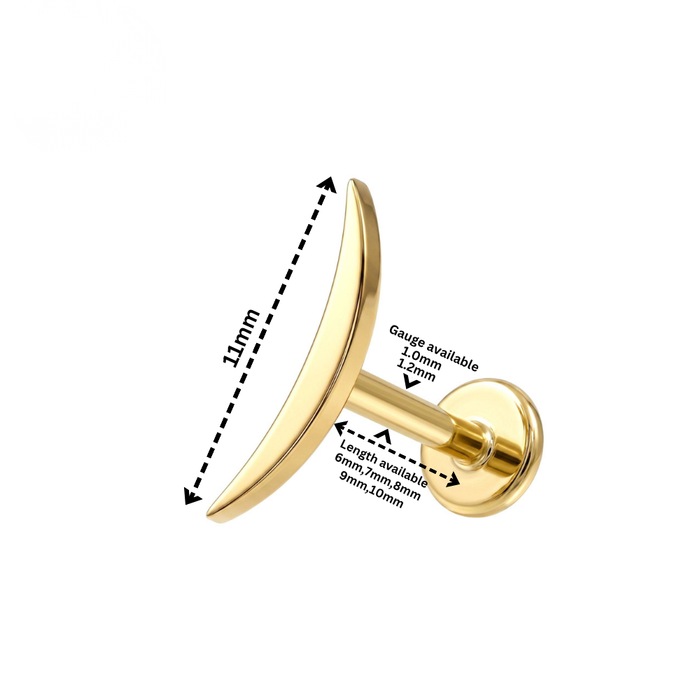 G23 Titanium Crescent Moon Threadless Flatback Stud