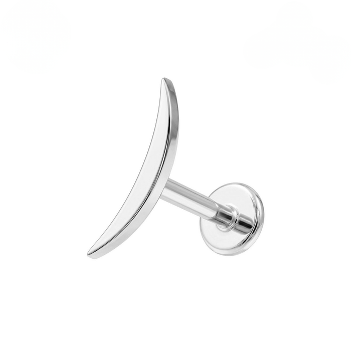 G23 Titanium Crescent Moon Threadless Flatback Stud