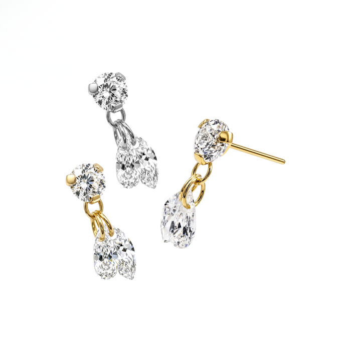 G23 Titanium Duo Marquise CZ Drop Threadless Labret Accessory Top