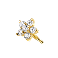 14K Gold Internal Thread CZ Daisy Flower Top