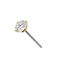 14K Gold Round CZ Threadless Labret Top with Titanium Push Pin