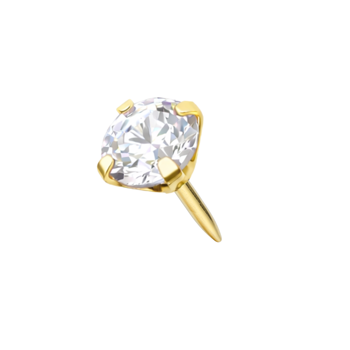 14K Gold Round Natural Diamond Threadless Top