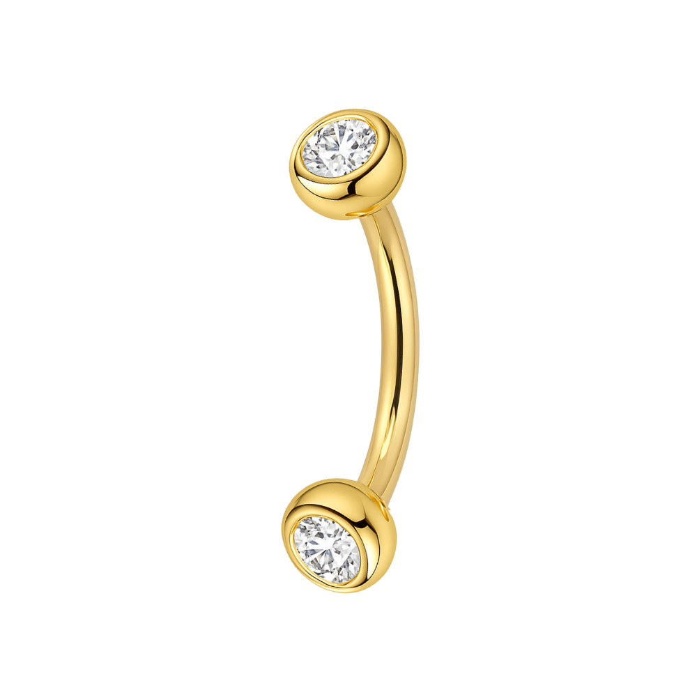 14K Solid Gold Internally Threaded Eyebrow Piercing Bar — Monster Piercing