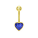 14K Gold Jewelled Heart Belly Ring - Monster Piercing