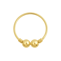 14K Gold Beaded Center Nose Hoop Ring United Kingdom