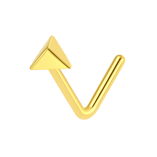 9K Gold L-Shaped 3D Pyramid Nose Stud - Monster Piercing