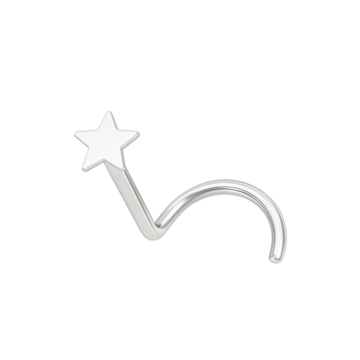14K Gold Plain Star Nose Screw - Monster Piercing