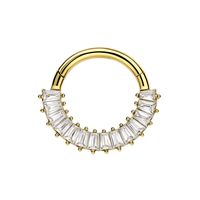 316L Surgical Steel CZ Jewelled 316L Hinged Segment Clicker Ring - Monster Piercing