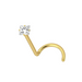 14K Gold Square CZ Jewelled Nose Screw - Monster Piercing