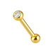 14K Gold Straight Tongue Barbell with CZ Jewelled Top - Monster Piercing