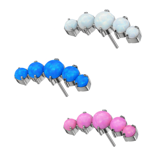 G23 Titanium Five Opal Ball Thread-less Push-Fit Top - Monster Piercing