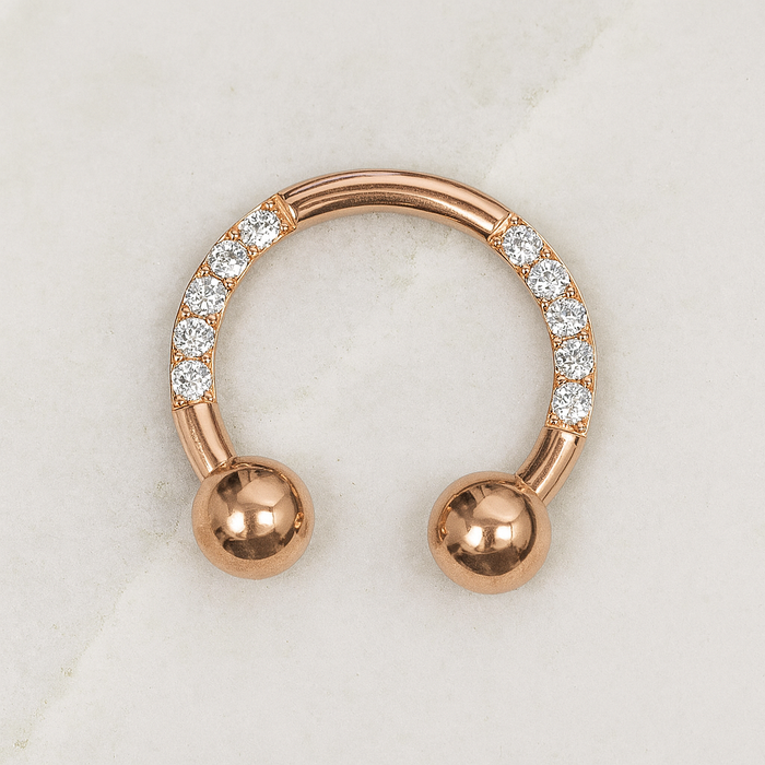 G23 Titanium Multi CZ Jewelled Circular Barbell with Ball - Monster Piercing