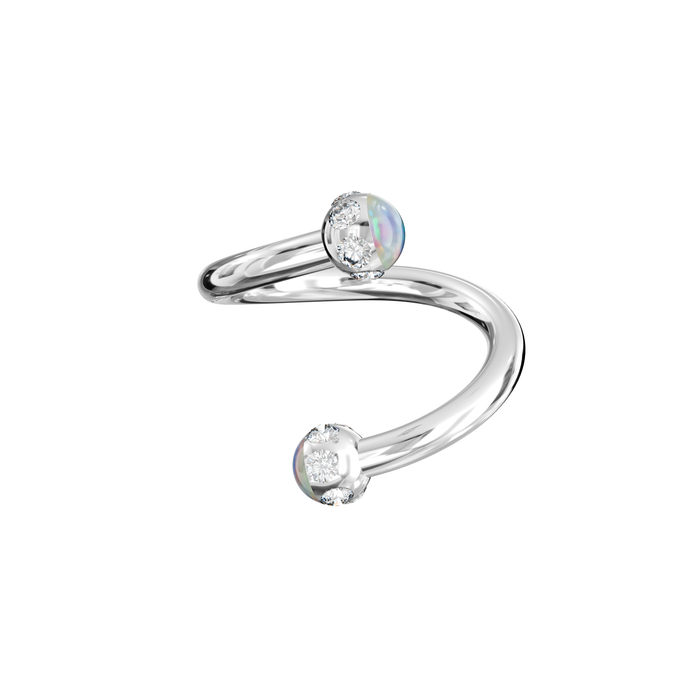 316L Surgical Steel Epoxy Ball With Opal & Multi CZ Jewelled Twisted Eyebrow Barbell - Monster Piercing