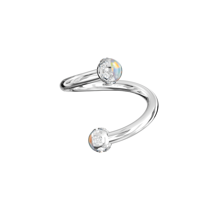 316L Surgical Steel Epoxy Ball With Opal & Multi CZ Jewelled Twisted Eyebrow Barbell - Monster Piercing