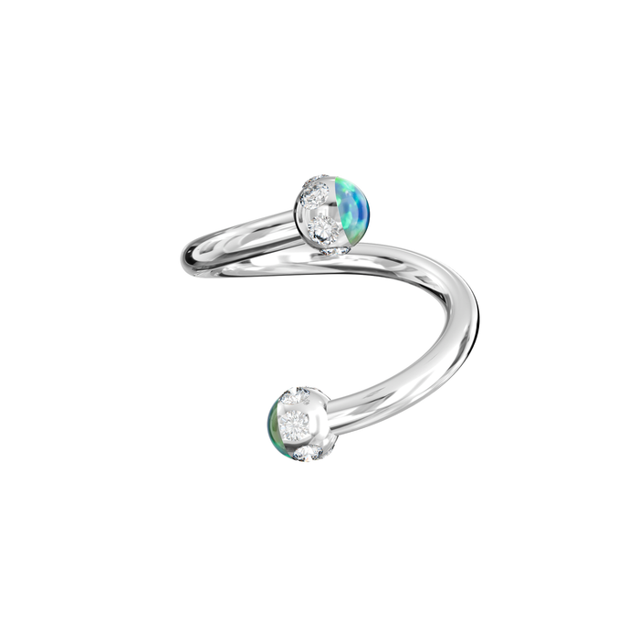 316L Surgical Steel Epoxy Ball With Opal & Multi CZ Jewelled Twisted Eyebrow Barbell - Monster Piercing