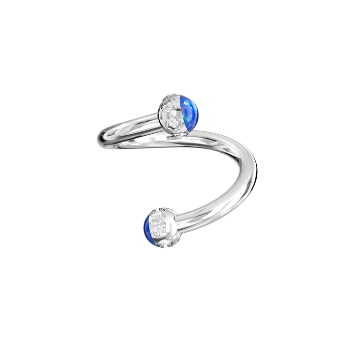 316L Surgical Steel Epoxy Ball With Opal & Multi CZ Jewelled Twisted Eyebrow Barbell - Monster Piercing