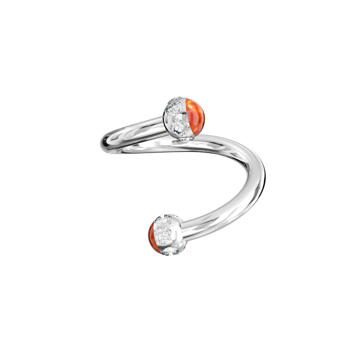 316L Surgical Steel Epoxy Ball With Opal & Multi CZ Jewelled Twisted Eyebrow Barbell - Monster Piercing