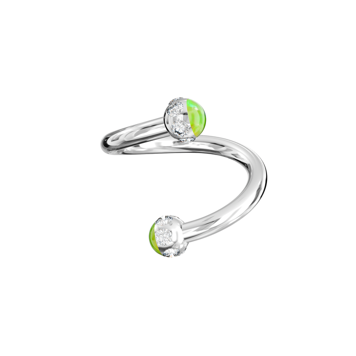 316L Surgical Steel Epoxy Ball With Opal & Multi CZ Jewelled Twisted Eyebrow Barbell - Monster Piercing