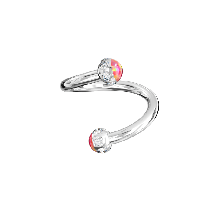 316L Surgical Steel Epoxy Ball With Opal & Multi CZ Jewelled Twisted Eyebrow Barbell - Monster Piercing