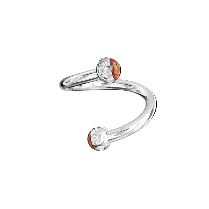 316L Surgical Steel Epoxy Ball With Opal & Multi CZ Jewelled Twisted Eyebrow Barbell - Monster Piercing