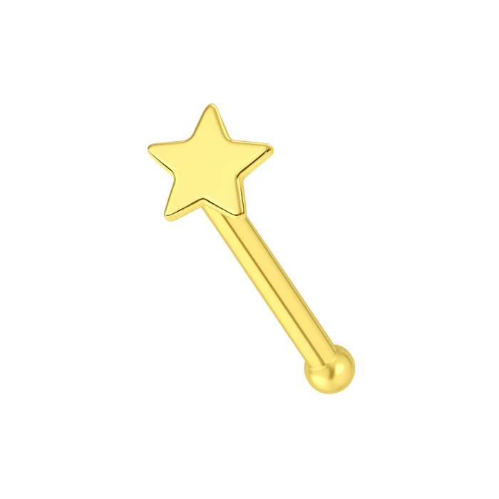 14K Gold Plain 3mm Star Top Nose Bone - Monster Piercing