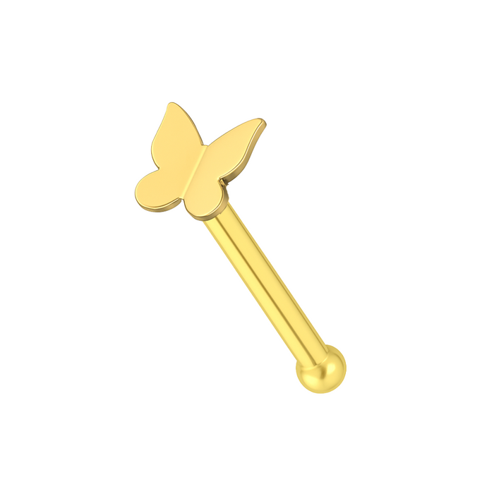 9K Gold Butterfly Design Nose Bone - Monster Piercing