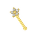 14K Gold Floral Flower Jewelled Nose Bone - Monster Piercing