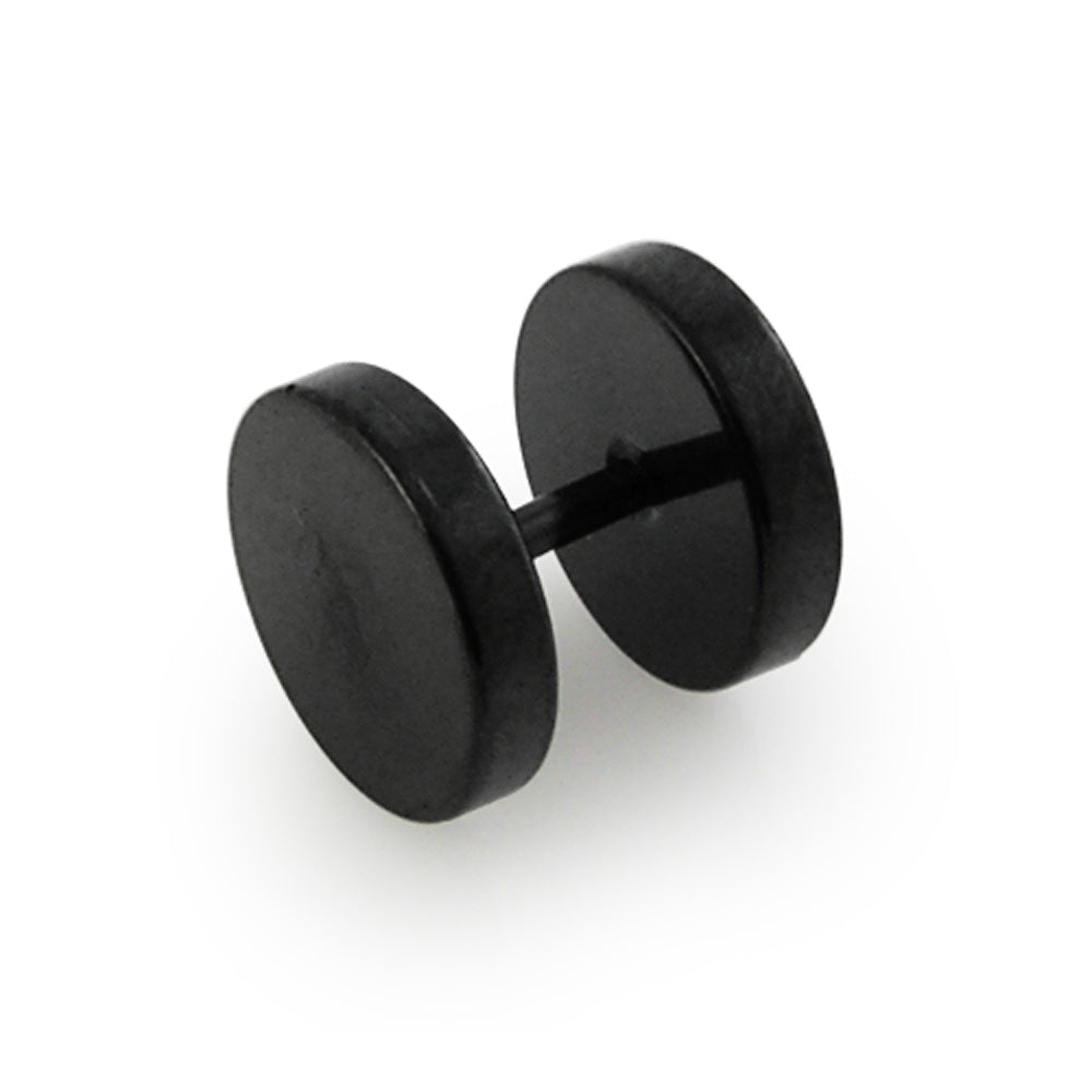 Orecchini A Tappo Finto 8mm In Acciaio Inox Nero Per Uomo, 16G, Chiusura A Vite, Ipoallergenici, Coppia