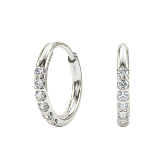 316L Surgical Steel Micro Jewelled Hinged Huggie Hoop