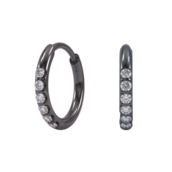 316L Surgical Steel Micro Jewelled Hinged Huggie Hoop